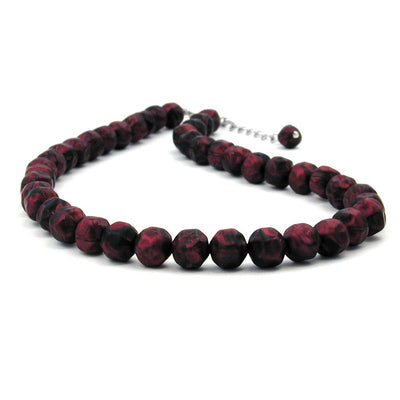 Necklace Red- Black Beads 42 Cm