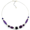 Necklace Purple Beads On Coated Flexible Wire 49cm