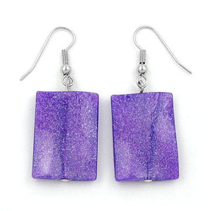 Hook Earrings Pillow Bead Purple