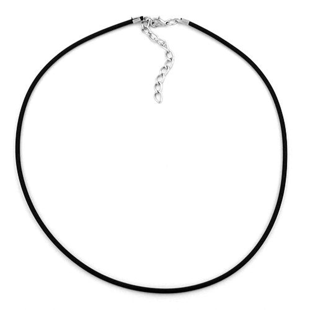 Necklace, 2mm Rubber Band, Silver Clasp, 38cm