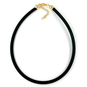 Necklace, 6mm Rubber Band, Gold-plated Clasp, 40cm