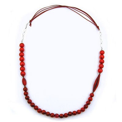 Necklace Beads Raspberry Red Silky Colours