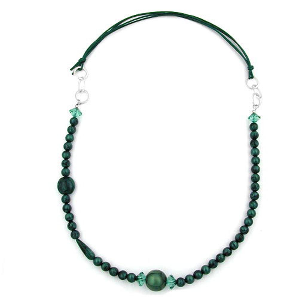 Necklace Green- Turquoise- Silky Chrome Rings
