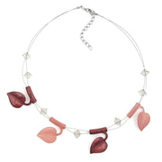 Necklace Leaf Beads Brown-tones-coloured On Coated Flexible Wire 44cm