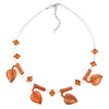 Necklace Leaf Beads Brown-coloured On Coated Flexible Wire 44cm