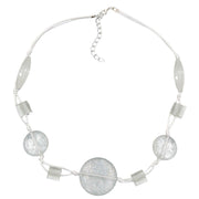 Necklace White Transparent Beads Knotted White Cord