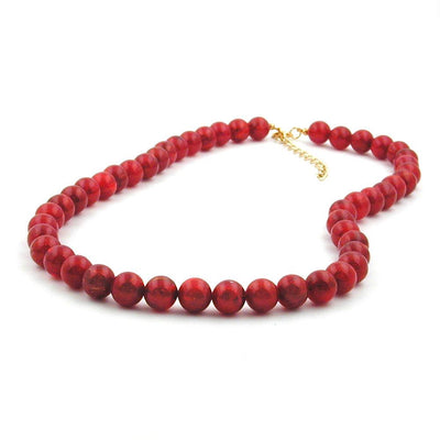 Necklace Beads Raspberry-red 8mm 50cm