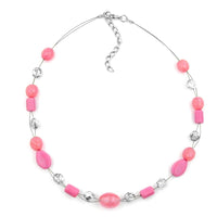 Necklace Pink Transparent Beads On Coated Flexible Wire