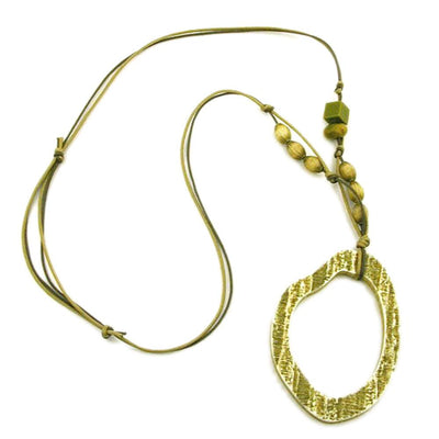 Necklace Green-olive Large Ring Pendant