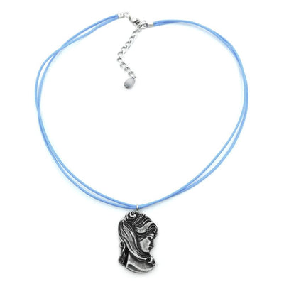 Necklace Woman's Head Cord Blue
