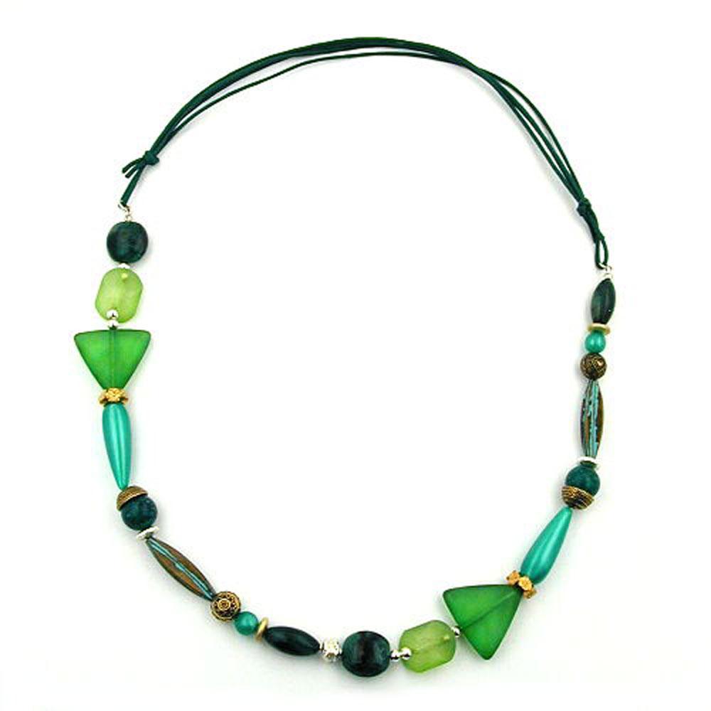 Necklace Mint Green Dark Green Multicolour Design