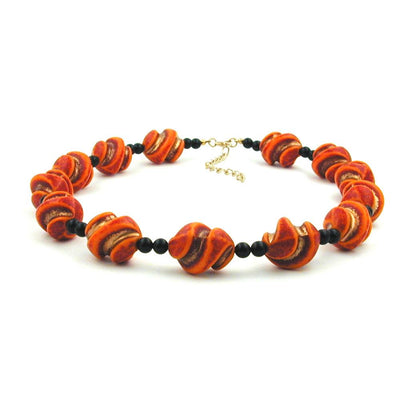 Necklace Screw Beads Red-orange-gold-coloured