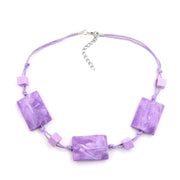 Necklace Wavy Tetragon White-lavender