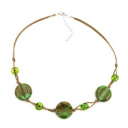 Necklace Beads On Cord Green-olive
