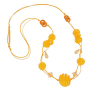 Necklace Yellow Spiral Beads Cord