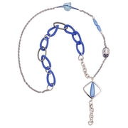 Necklace Blue Beads Chain Links