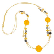 Necklace Yellow Beads Patterned Beads