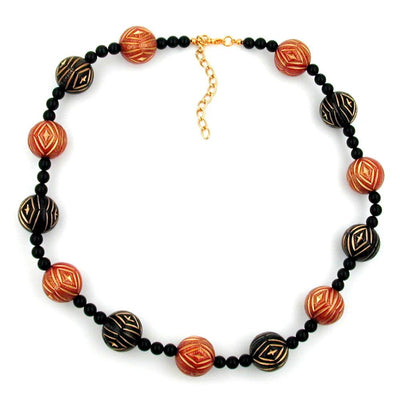 Necklace Designer Beads Red-black-gold-coloured