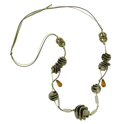 Necklace Olive-green Spiral Beads Cord