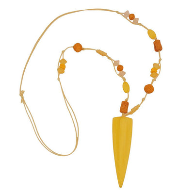 Necklace Yellow Beads Pointed Triangle