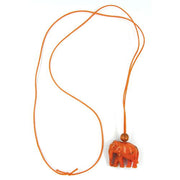 Necklace Elephant Orange Marbled