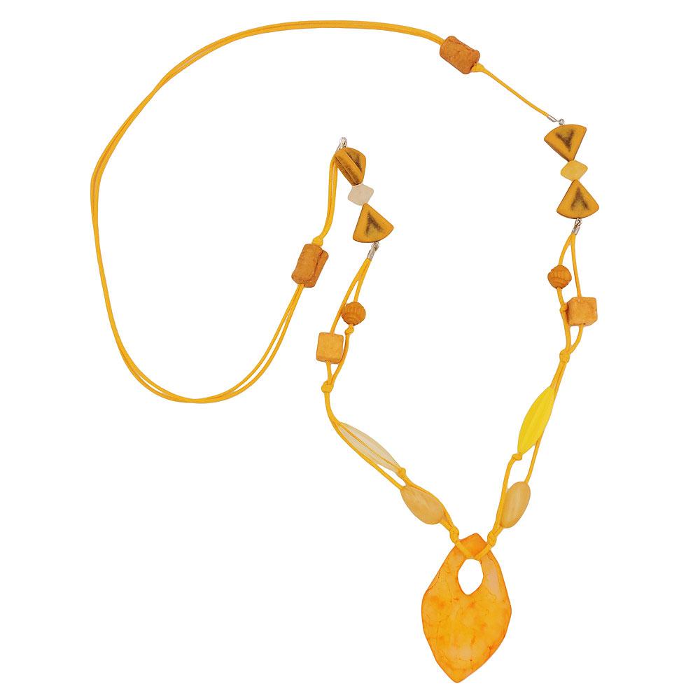 Necklace Beads And 2-fold Cord Yellow