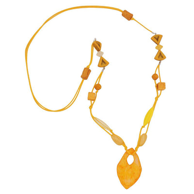 Necklace Beads And 2-fold Cord Yellow