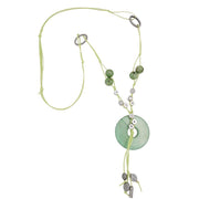 Necklace Silk-green Round Pendant