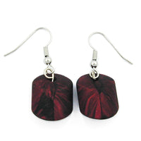 Hook Earrings Slanted Bead Red Metallic