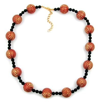 Necklace Designer Beads Red-gold-coloured Black