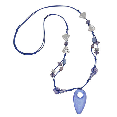 Necklace Blue And Crome-finished Beads