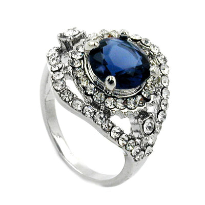 Ring Blue Transparent Glass Stone