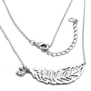 Necklace Leaf- Feather Pendant White Gold Coloured