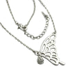 Necklace Pendant Butterfly Wing White Gold Coloured