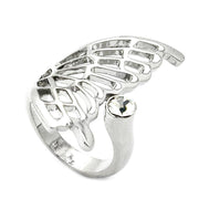 Ring Butterfly Wing Glass Crystal Rhodium Plated
