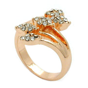 Ring White Glass Crystals Red Gold Plated