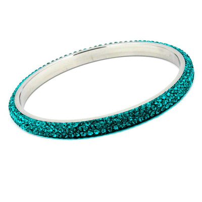 Bangle 4 Row Glass Crystals Turquoise