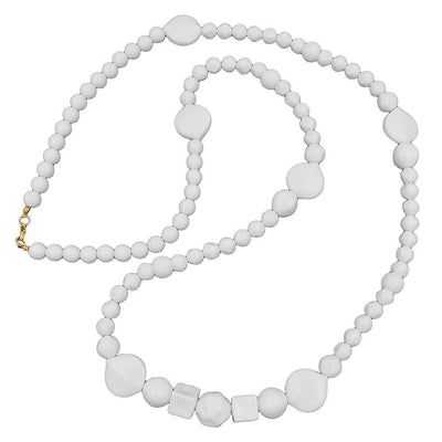 Necklace Beads White Glossy Pearl White Leaf
