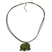 Necklace Elephant Green- Olive Coloured