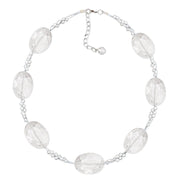 Necklace Large Faceted Plastic Beads Transparent Tiny Beads Pearly White