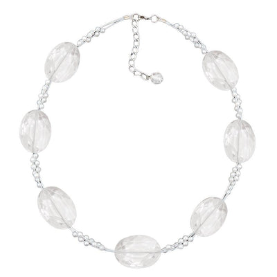Necklace Large Faceted Plastic Beads Transparent Tiny Beads Pearly White