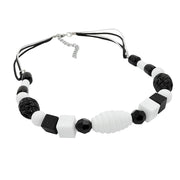 Necklace Various Beads Black And White Black And White Cord