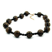 Necklace Designer Beads Black-gold-coloured