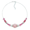 Necklace Pink And Silver-coloured Beads On Coated Flexible Wire