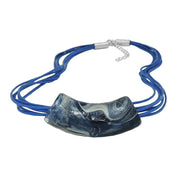 Necklace Flat-curved Tube Beads Blue-grey