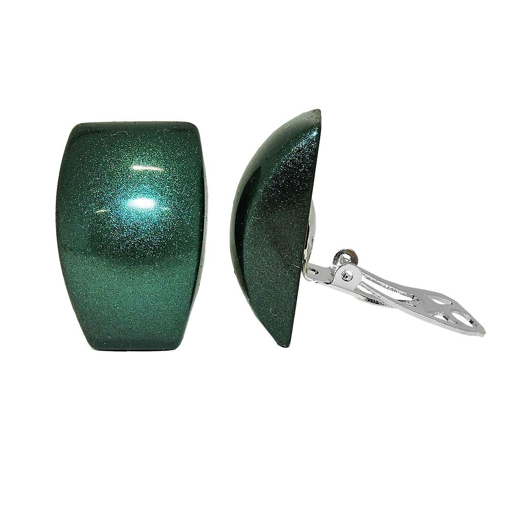 Earring Clip-on Trapezium Dark-green
