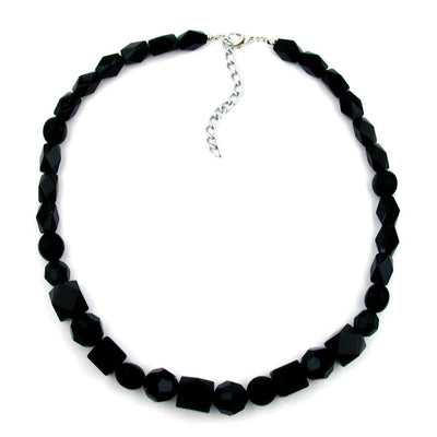 Necklace Black Beads Faceted & Different Bead Shapes