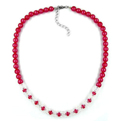 Necklace Beads Red-transparent 45cm