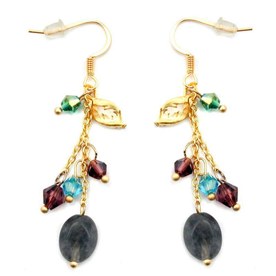 Hook Earrings Stone Glass Beads Multi Colour