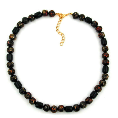 Necklace Red- Black Pressed Beads